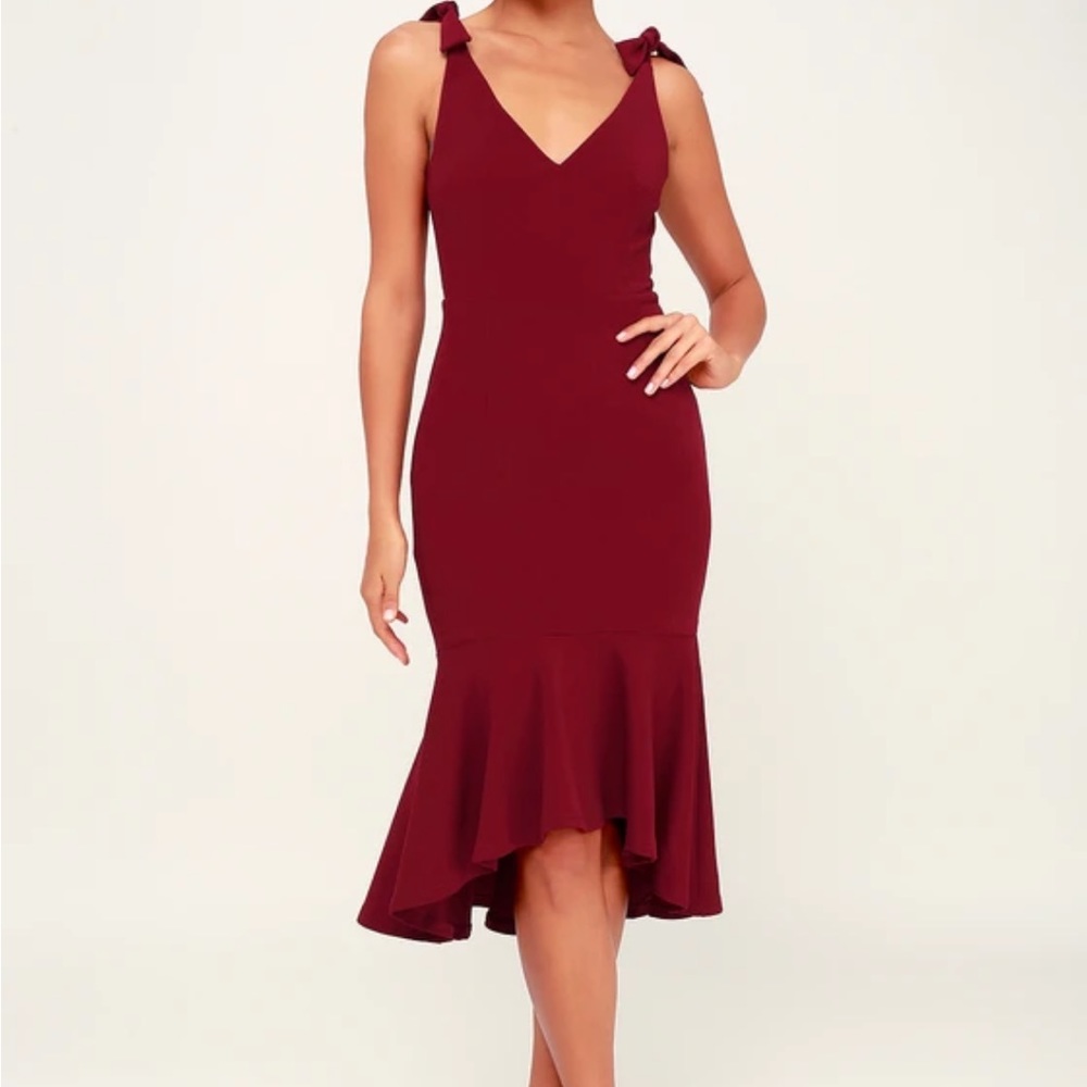 Burgundy trumpet dress
